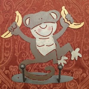 Monkey Wall Hanging w/ Two Hooks
